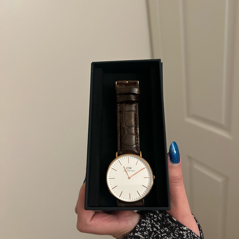 Daniel Wellington Brown and White Minimalist Watch